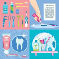 Toothbrush banner set, flat style vector