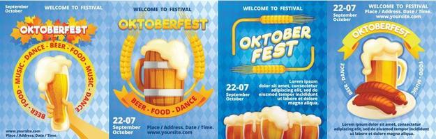 bienvenido al conjunto de banners de oktoberfest, estilo de dibujos animados vector