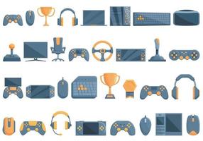 E-sports icons set cartoon vector. Game computer vector