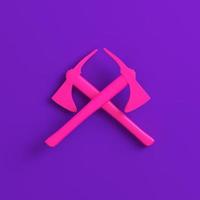 Pink two crossed axes on purple background. Minimalism concept photo