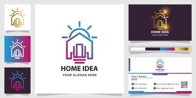 Home idea logo template with business card design vector