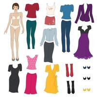 Paper doll with clothes vector