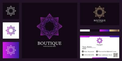 Flower or ornament luxury logo template design with business card. vector