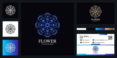 Flower or ornament luxury logo template design with business card. vector