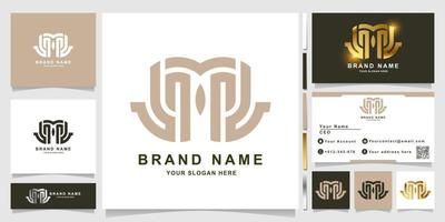 Monogram letter M or bridge like owl face logo template with business card design vector