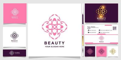 Beauty, flower, boutique or ornament logo template with business card design. Can be used spa, salon, beauty or boutique logo design. vector