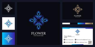 Flower or ornament luxury logo template design with business card. vector