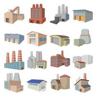 Industrial building factory icons vector