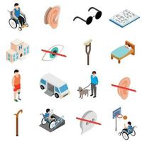 Disabled people care set vector