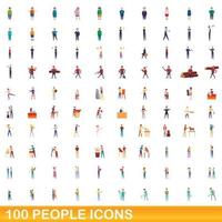 100 personas, conjunto de iconos de estilo de dibujos animados