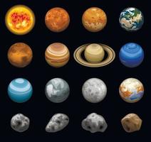 Space planets icon set, isometric style vector