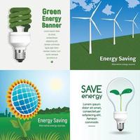 Energy saving banner set, realistic style vector