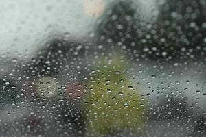 Raining while driving, view from inside photo