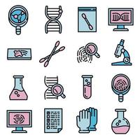 conjunto de iconos de laboratorio forense, estilo de contorno vector