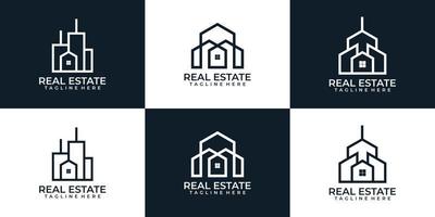 Monogram architecture real estate residential logo apartment vector