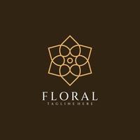 concepto de diseño de logotipo de ornamento floral de mandala de monograma minimalista vector