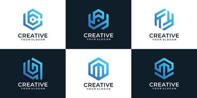 Set of monogram business abstract logo vector technology