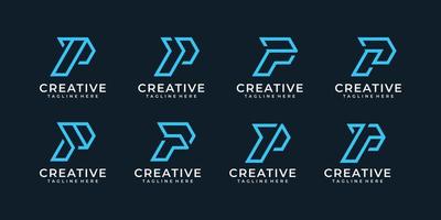Creative monogram modern p initial letter sign collection vector