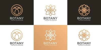 conjunto de naturaleza botánica belleza flor femenino logo vector