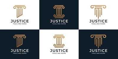 conjunto de plantilla de logotipo de abogado legal de justicia creativa