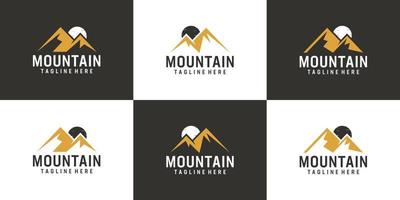 Set of landscape adventure mountain peak logo vector design