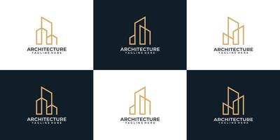 conjunto de diseño de logotipo de propiedad de gráficos de bienes raíces de arquitectura de monograma vector