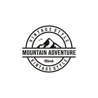 Mountain adventure badge vintage retro silhouette logo design vector