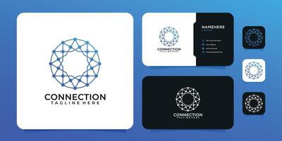 Creative modern connection digital technology logo design concept vector
