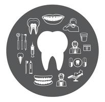 Modern flat dental icons set with long shadow effect vector