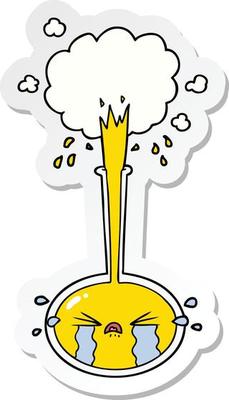 sticker of a crying cartoon science experiment crying