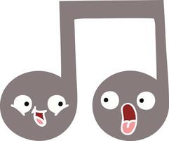 flat color retro cartoon musical note vector