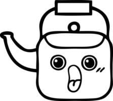 line drawing cartoon kettle vector