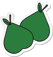 sticker of a cute cartoon pears vector