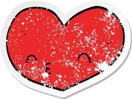 distressed sticker of a cartoon love heart vector