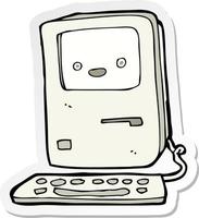 sticker of a cartoon old computer vector