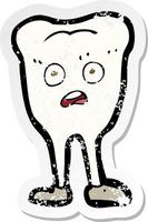 retro distressed sticker of a cartoon yellowing  tooth vector