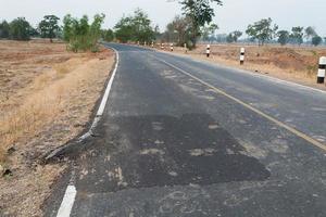 Asphalt surface on the street was demolished due to poor construction. photo