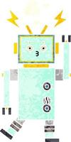 retro illustration style cartoon robot vector
