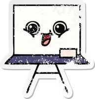 distressed sticker of a cute cartoon white board vector