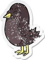 retro distressed sticker of a cartoon bird vector