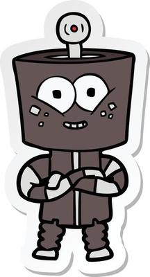 sticker of a happy cartoon robot