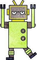 retro grunge texture cartoon robot vector