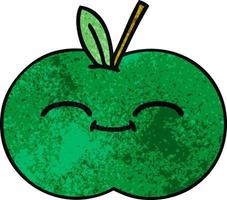 retro grunge texture cartoon juicy apple vector