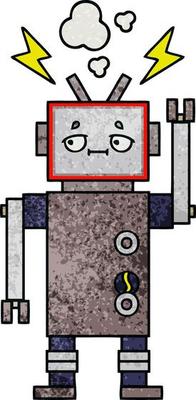 retro grunge texture cartoon robot