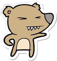 sticker of a angry bear cartoon vector