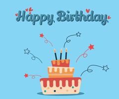 happy birthday card with cake vector