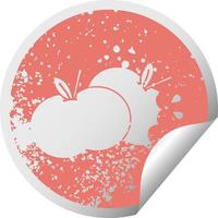 distressed circular peeling sticker symbol juicy apple vector