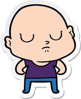 sticker of a cartoon bald man vector