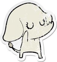 pegatina angustiada de un lindo elefante de dibujos animados vector