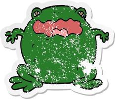 distressed sticker of a cartoon toad vector